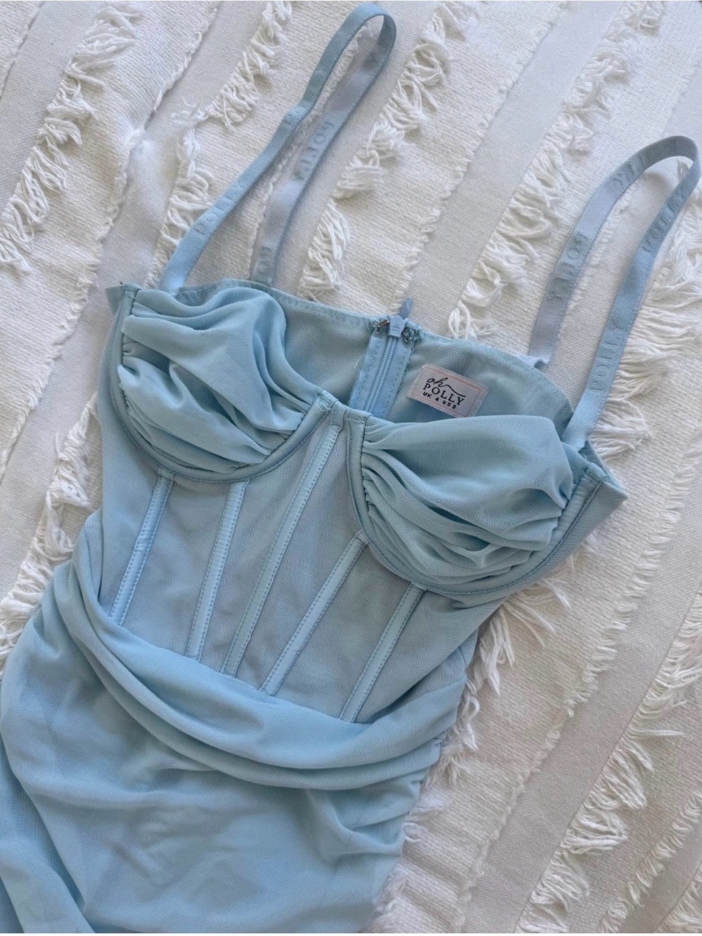 Oh Polly Kids Pastel Blue Ruched One-Piece Swimsuit